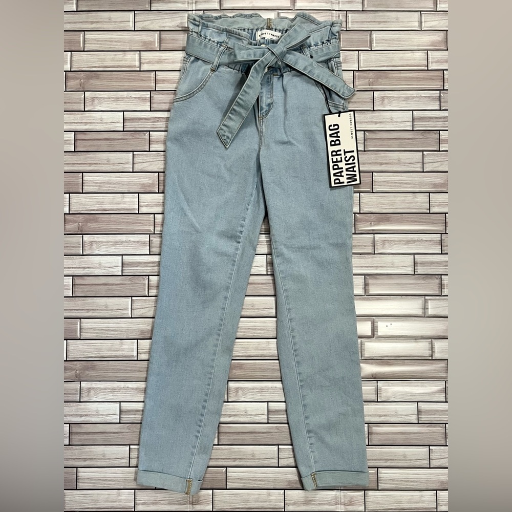 Light Wash Paperbag Waist Jeans